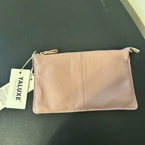 Yaluxe pink pebbled Leather Clutch Bag/NWT